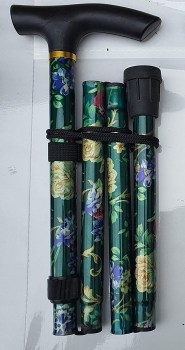 BASTON PLEGABLE VERDE FLORES